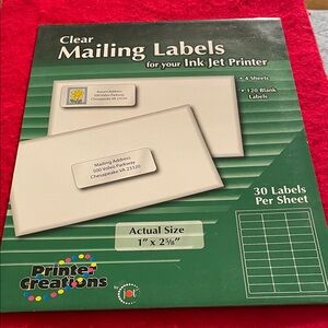 Clear Mailing Labels for Ink Jet Printer